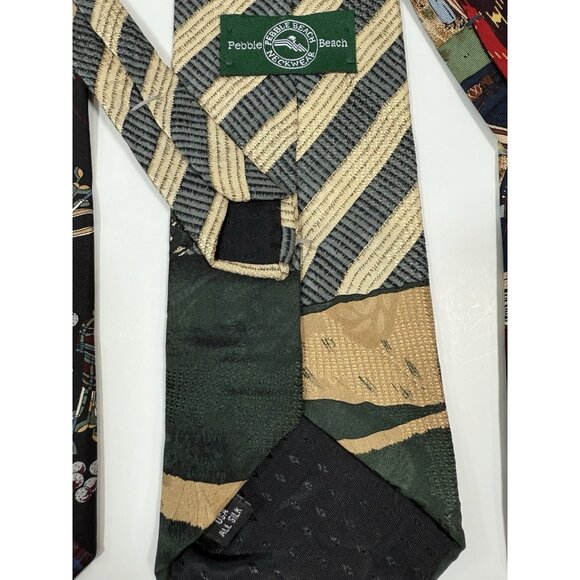 Vintage Silk Neckties Mens Golf Theme Variety Brands Patterns Prints Lot Of 5 - Picture 10 of 11